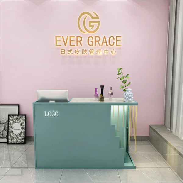 Custom Logo Clothing Store Small Cashier Counter Beauty Salon Reception Desk