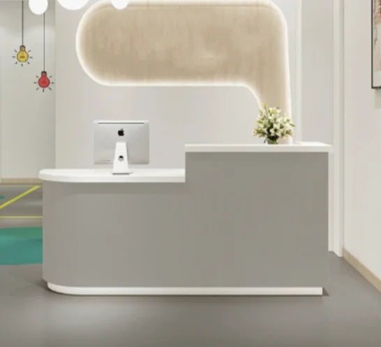 Modern Wood Reception Desk Beauty Salon Office Building Reception Counter