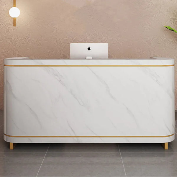 Simple Design Modern Portable White Reception Shop Counter Hotel Reception Desk