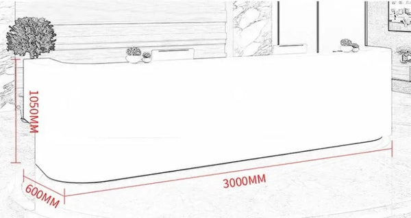 White Store Checkout Counter Design Office Reception Desk with LED Lights