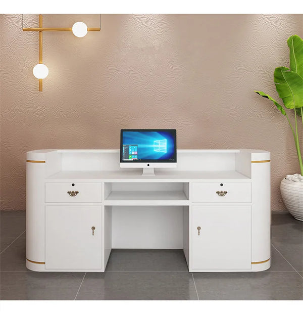 Modern Design White Hotel Office Reception Desk Beauty Salon Front Counter