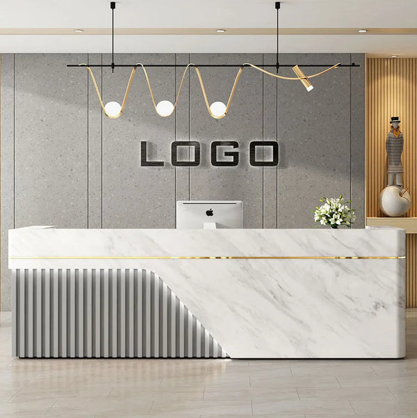 Modern Office Furniture Reception Desk Beauty Salon Front Counter with LED Lights