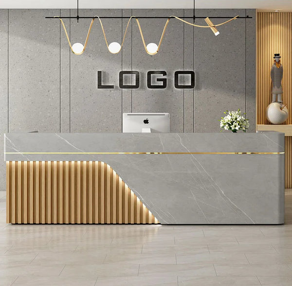 Modern Office Furniture Reception Desk Beauty Salon Front Counter with LED Lights