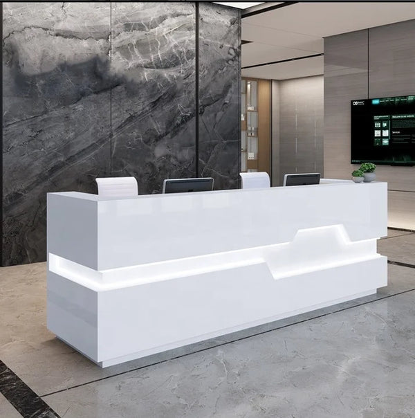Modern Boutique Store Checkout Counter White Reception Desk For Sale