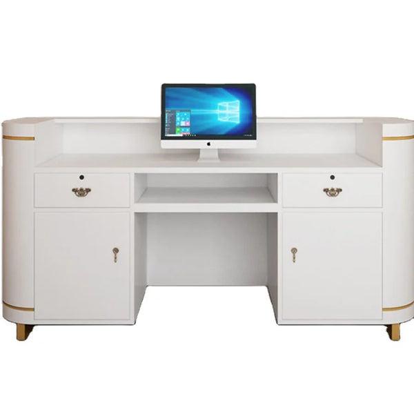 Simple Design Modern Portable White Reception Shop Counter Hotel Reception Desk
