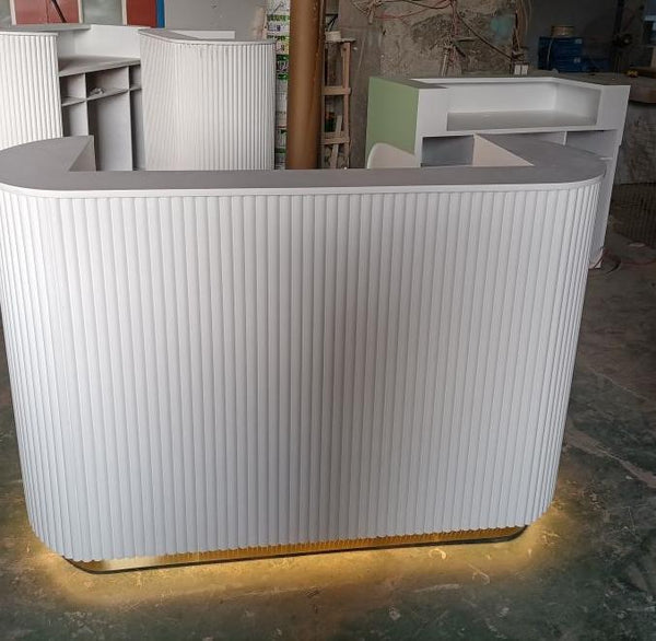Modern White Small Office Furniture Hotel Front Desk Reception Counter with Light