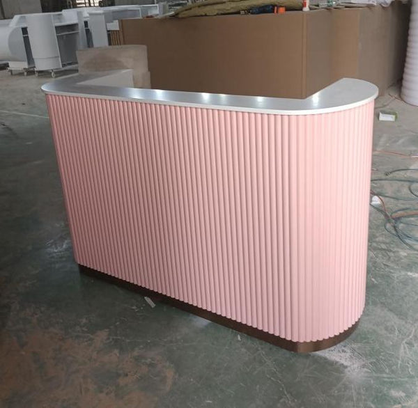 Modern White Small Office Furniture Hotel Front Desk Reception Counter with Light