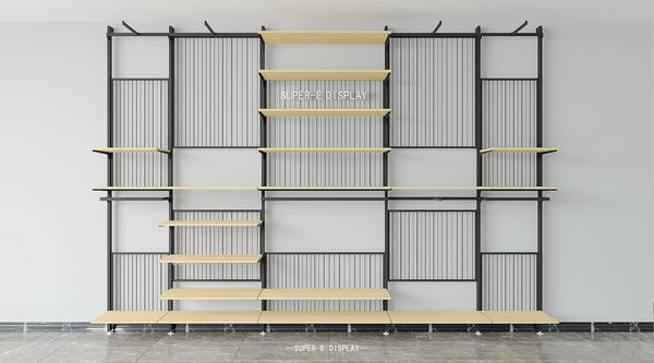 Elegant Wall Mounted Tote Bag Display Rack Shelf with LED Light