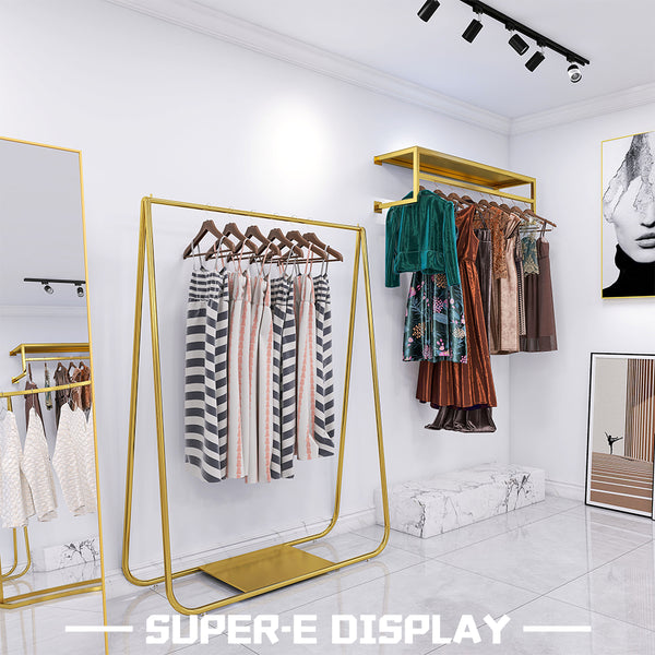 Gold Metal Double-Layer Clothes Display Rack