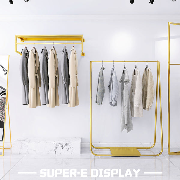 Gold Metal Double-Layer Clothes Display Rack