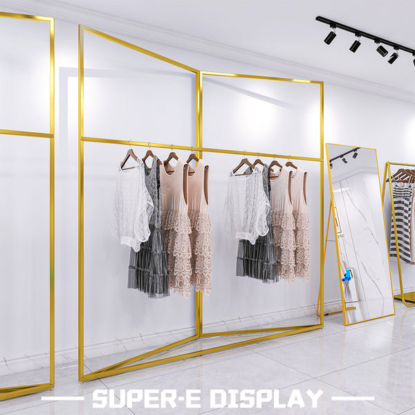 Gold Metal Double-Layer Clothes Display Rack
