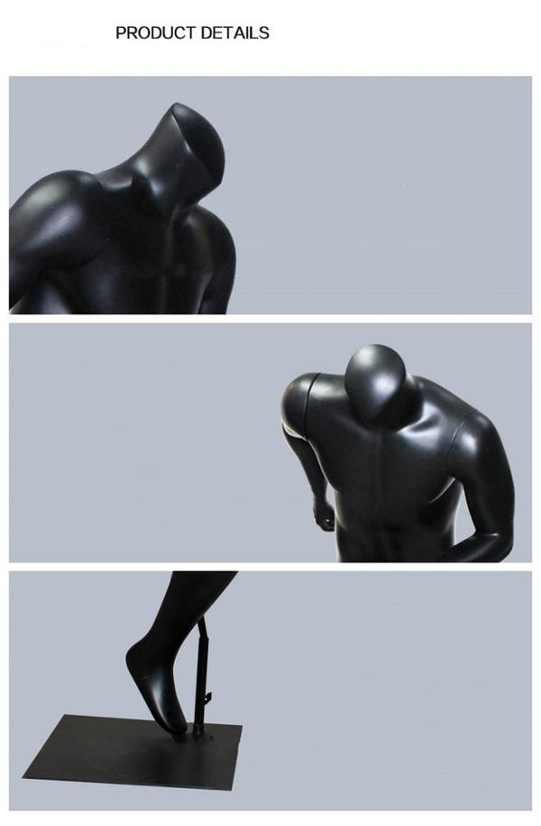sports store window display black fiberglass male mannequin dummy