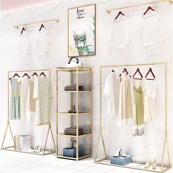 clothing shop clothes gold stand rack display for sale