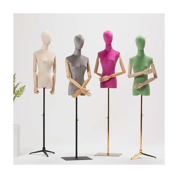Hot Sale Half Body Female Mannequin With Wooden Arms