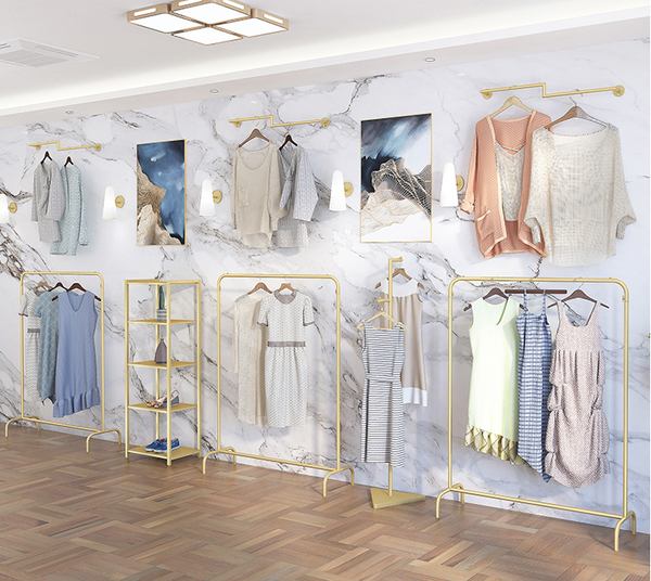 Gold Garment Display Rack Clothing Store Furniture