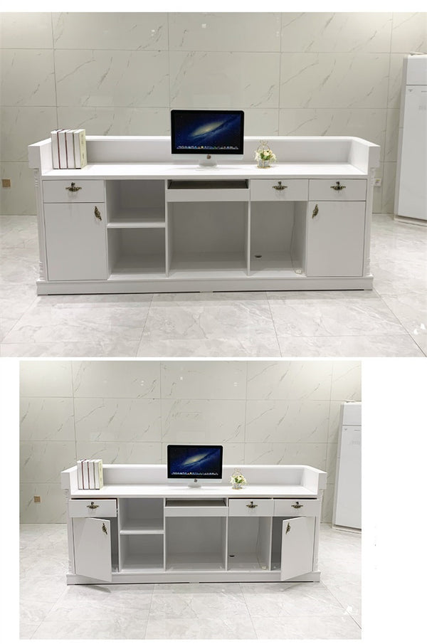 Customized Modern Office Furniture White Reception Front Desk with LED Lights