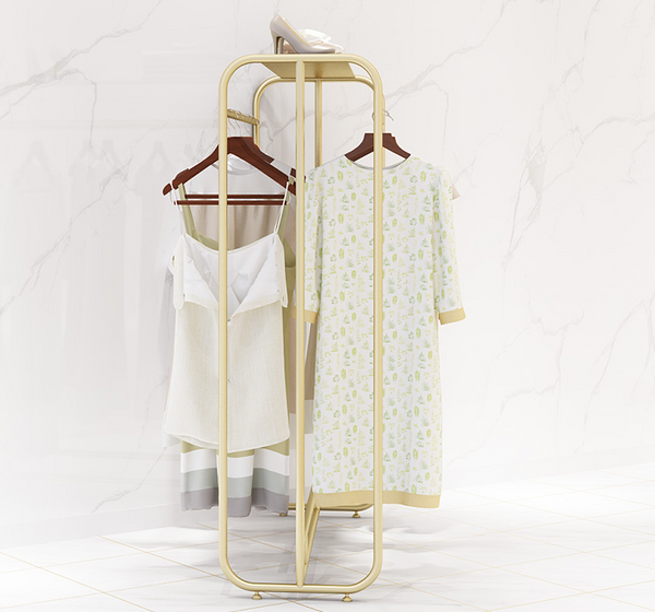Gold Metal Clothing Rack Garment Rack Display Shelf