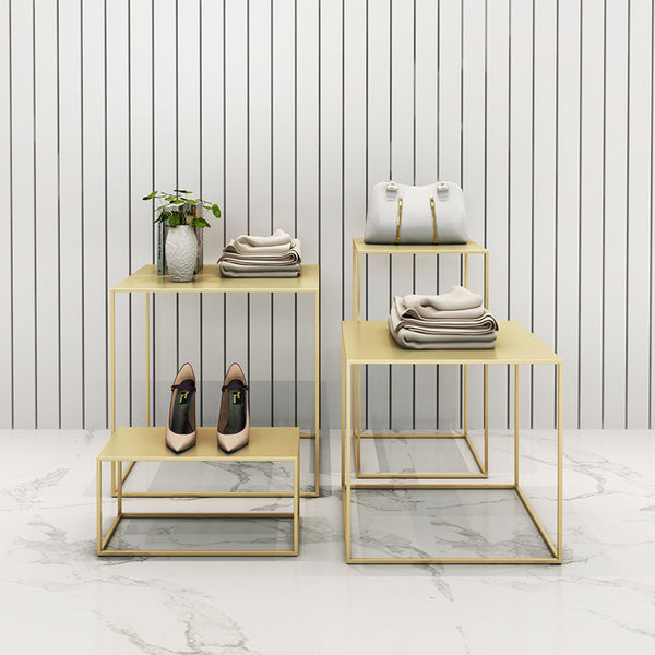 shoes and handbag high and low swing display rack table