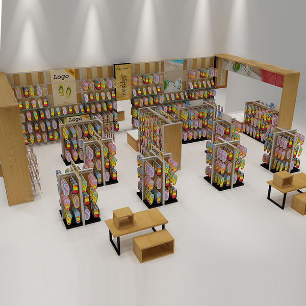 Customized Wooden Shoe Store Wall Display Shelves