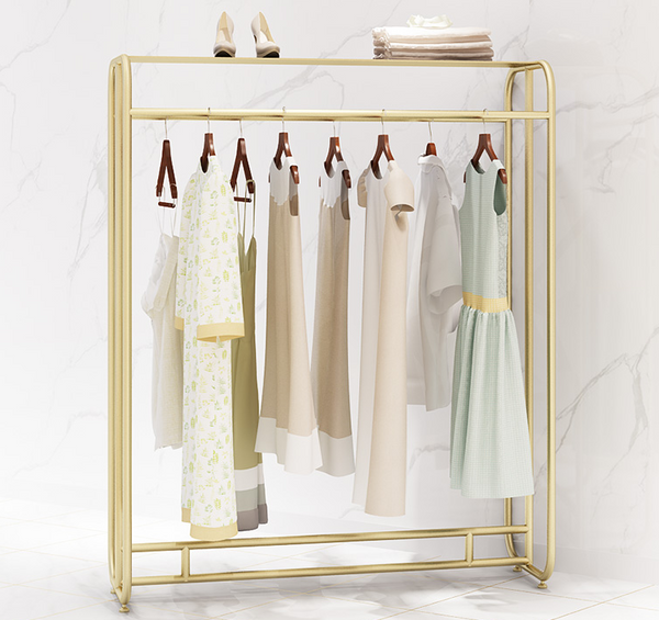 Gold Metal Clothing Rack Garment Rack Display Shelf