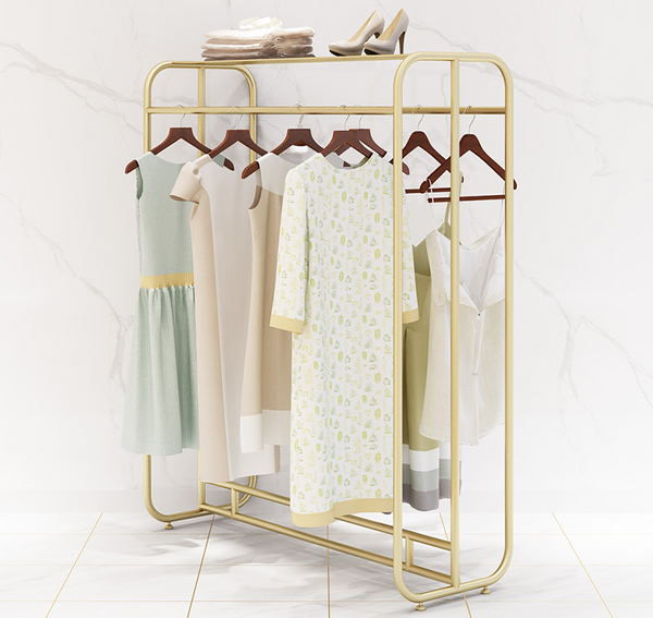 Gold Metal Clothing Rack Garment Rack Display Shelf
