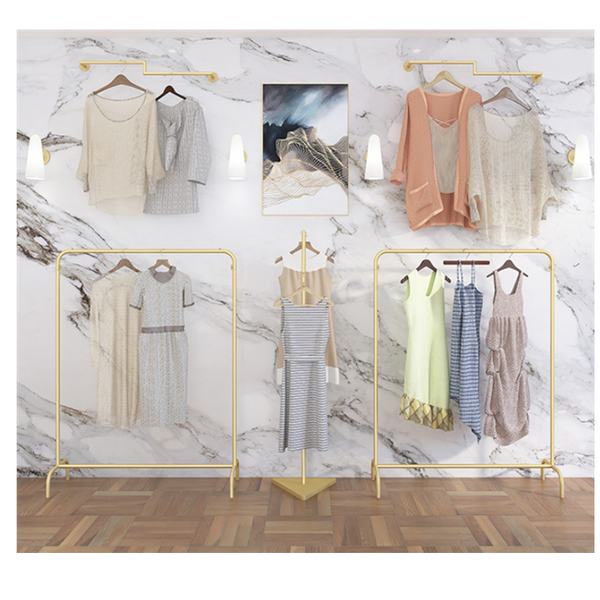 Gold Garment Display Rack Clothing Store Furniture