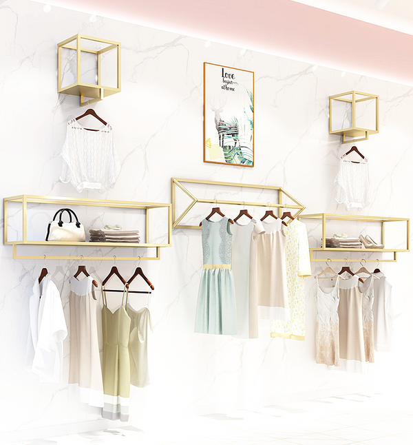Wholesale Gold Metal Display Racks for Clothes Store