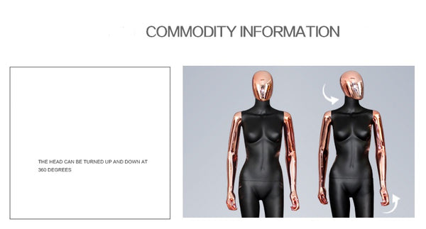 rose gold fiberglass plating female mannequin with stand