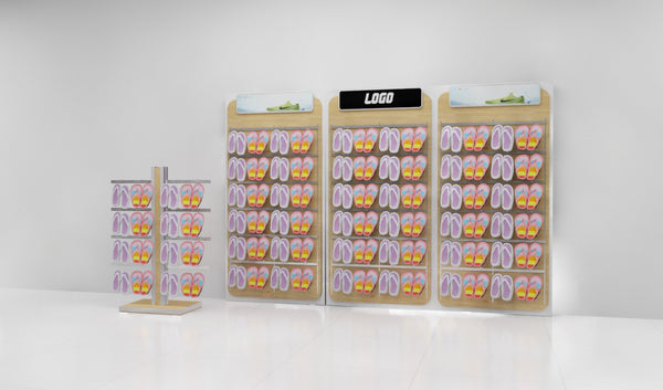 Customized Wooden Shoe Store Wall Display Shelves