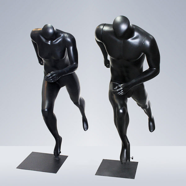sports store window display black fiberglass male mannequin dummy