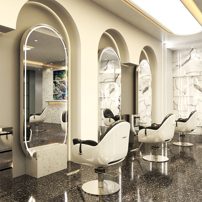 Salon Round Led Hairdressing Mirror Station