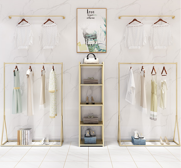 clothing shop clothes gold stand rack display for sale