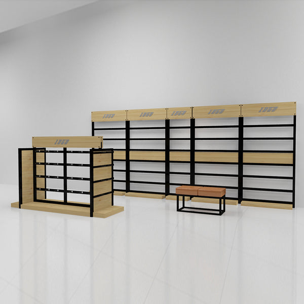 Customized Wooden Shoe Store Wall Display Shelves