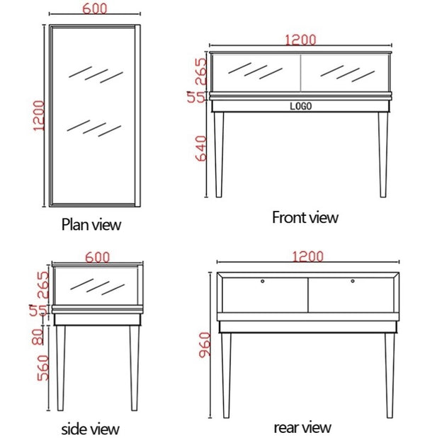 Jewelry interior display showcase cabinet