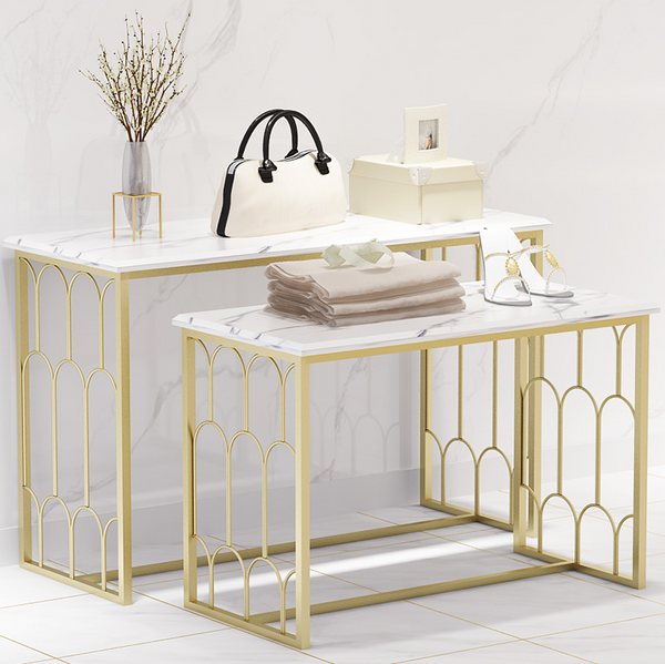 metal gold shoes display rack handbag display table