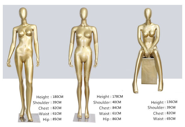 Gold Fiberglass Full Body Female Mannequins