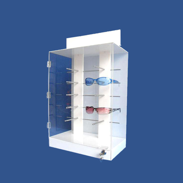 Acrylic Eyewear Display Stand Lockable Eyeglass Display Cabinet