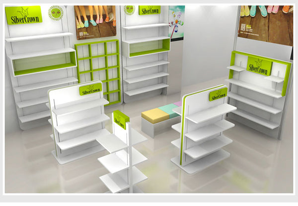 Custom acrylic wall mounted kids shoe racks store display shelf