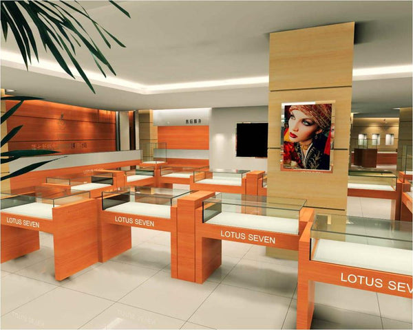 custom logo metal glass jewellery showcase cabinet