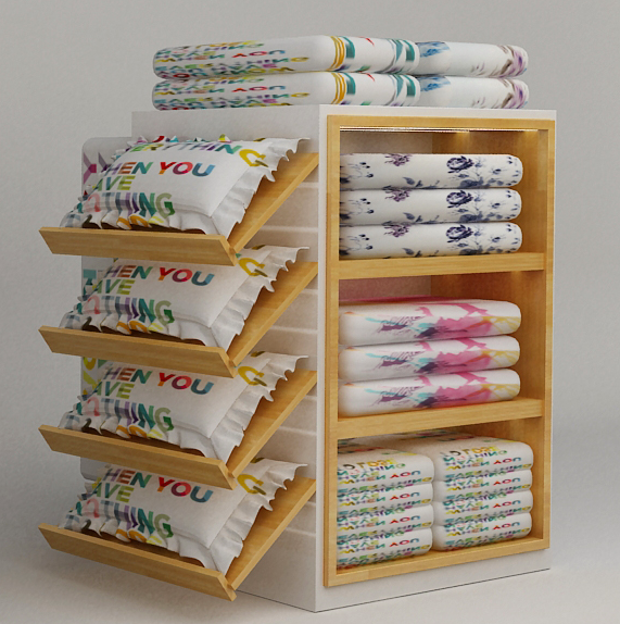 4 Layer Show Shelf Beddings Wooden Display Rack