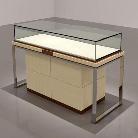custom logo metal glass jewellery showcase cabinet