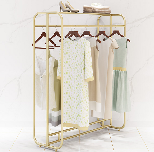 Gold Metal Clothing Rack Garment Rack Display Shelf