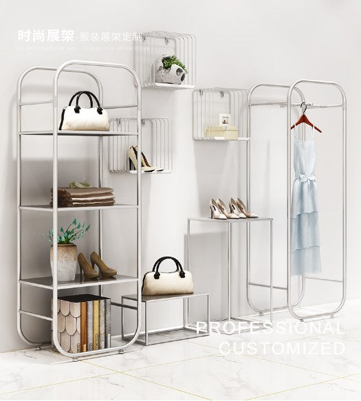 Modern metal cloth shoe display rack