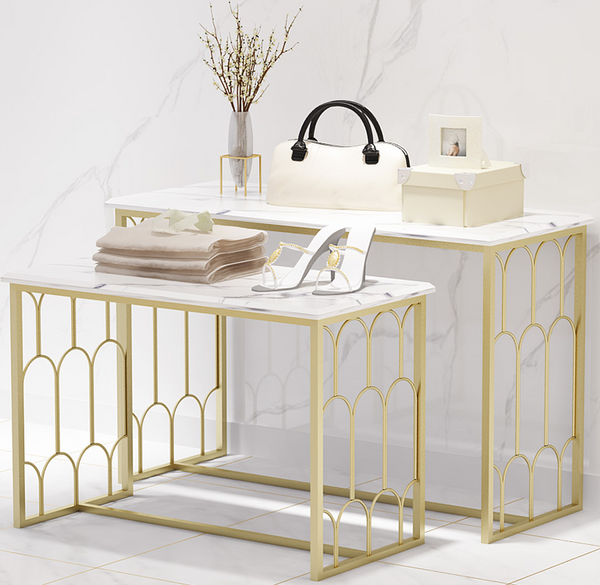 metal gold shoes display rack handbag display table
