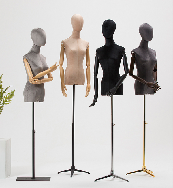 Hot Sale Half Body Female Mannequin With Wooden Arms