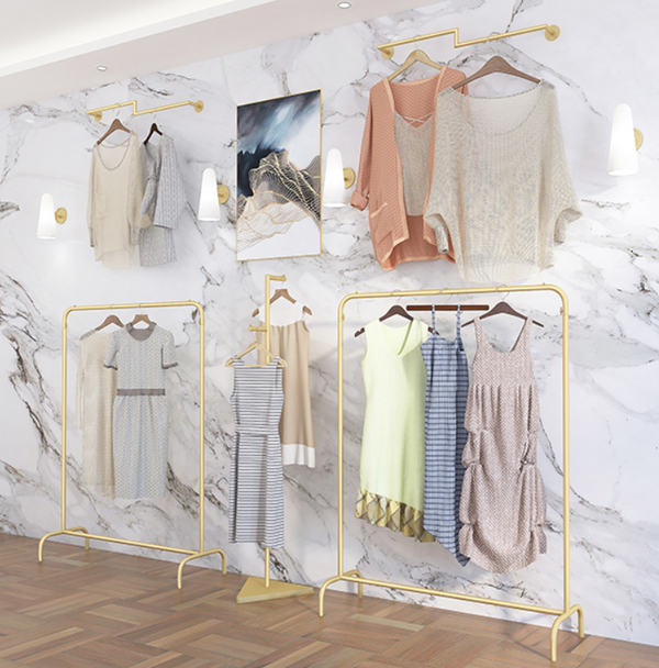 Gold Garment Display Rack Clothing Store Furniture