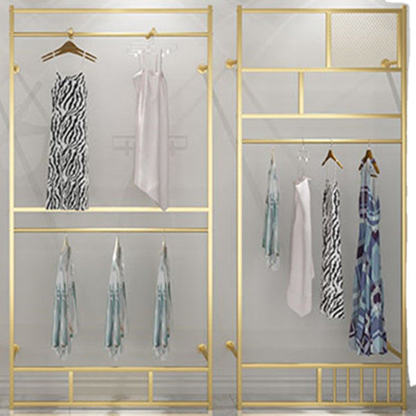 Gold 2 Layer Clothing Rack Display For Clothing Store