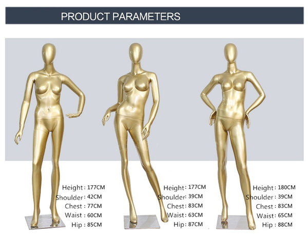 Gold Fiberglass Full Body Female Mannequins