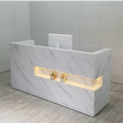 Modern Office Furniture Front Counter Salon Reception Desk with LED Lights