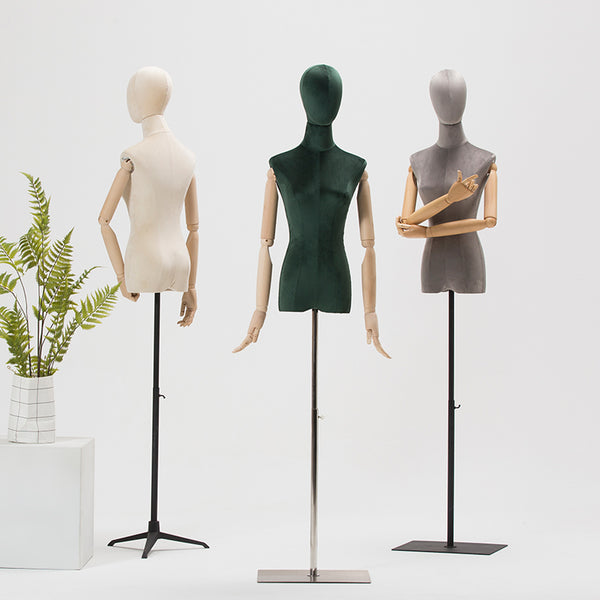 Hot Sale Half Body Female Mannequin With Wooden Arms